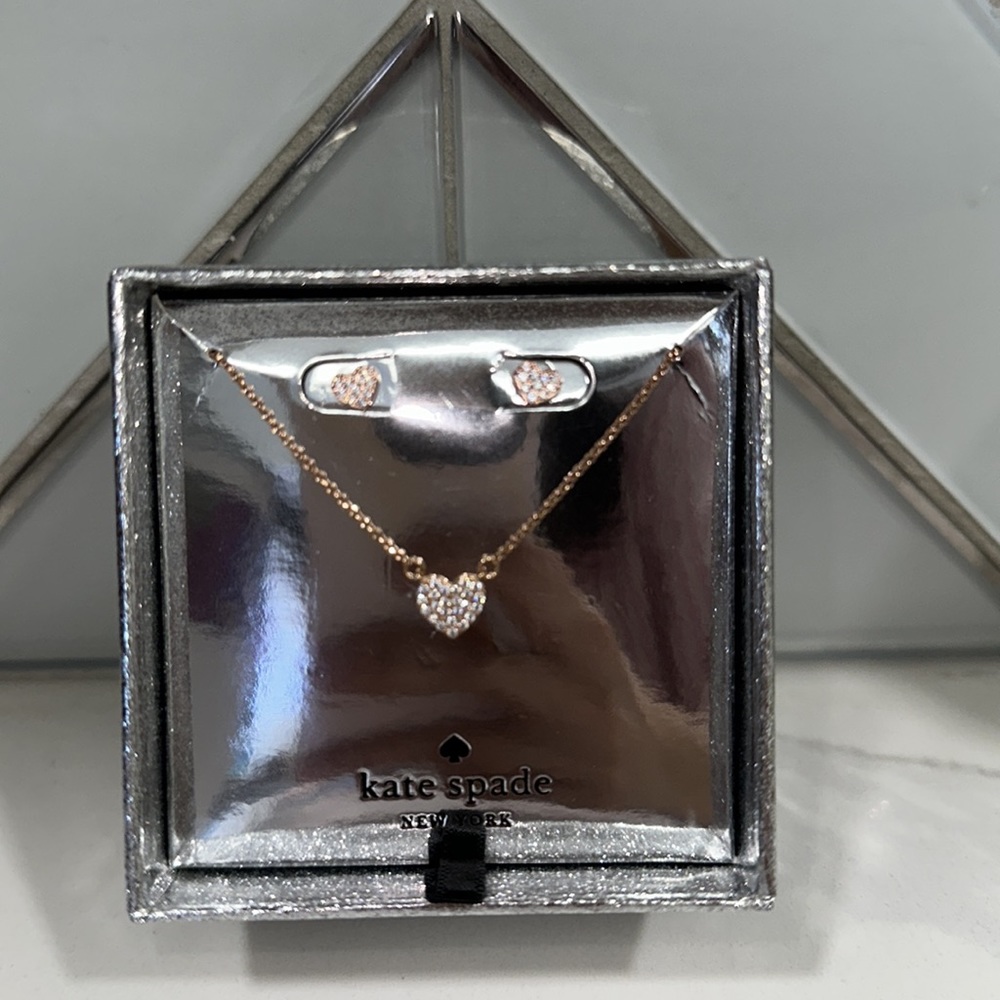 Earrings & Necklace Set by Kate spade Pave studs and mini pendant set.